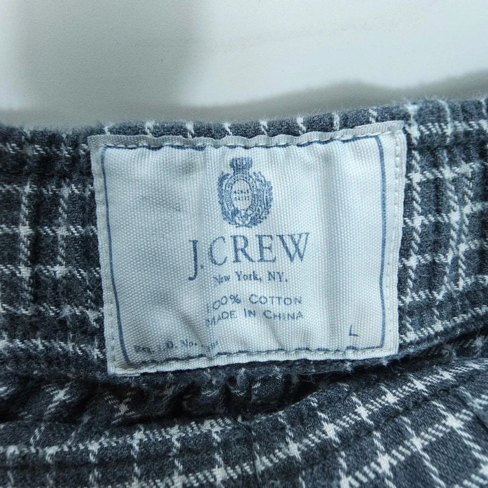 Vintage J Crew Pants Mens L Blue Grid Plaid Cotton Pajama Lounge Streetwear